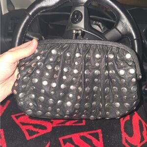 Black leather studed small purse